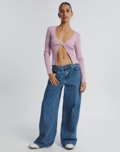 Glassons Store -Glassons Store travi twist front longsleeve shrinking violet full kl63496knt